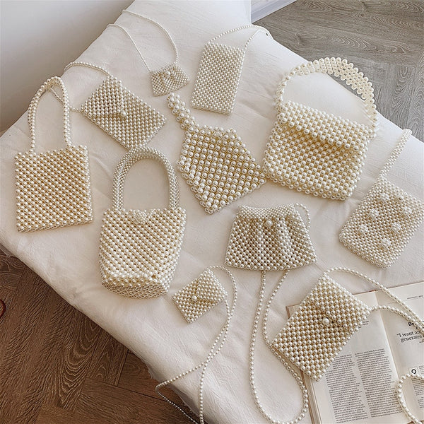 Brand Hand-woven Pearl Bags Lady Beaded Shoulder Bag