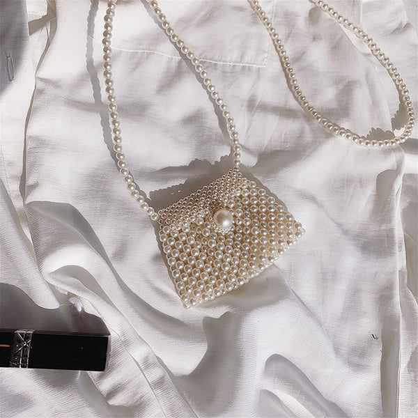 Brand Hand-woven Pearl Bags Lady Beaded Shoulder Bag