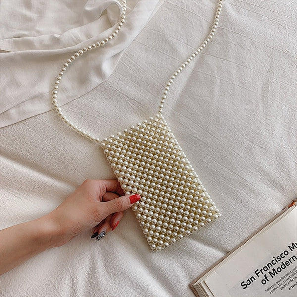 Brand Hand-woven Pearl Bags Lady Beaded Shoulder Bag