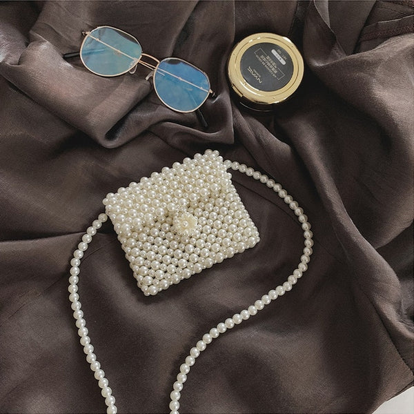 Brand Hand-woven Pearl Bags Lady Beaded Shoulder Bag