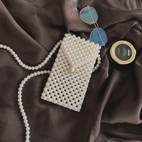 Brand Hand-woven Pearl Bags Lady Beaded Shoulder Bag