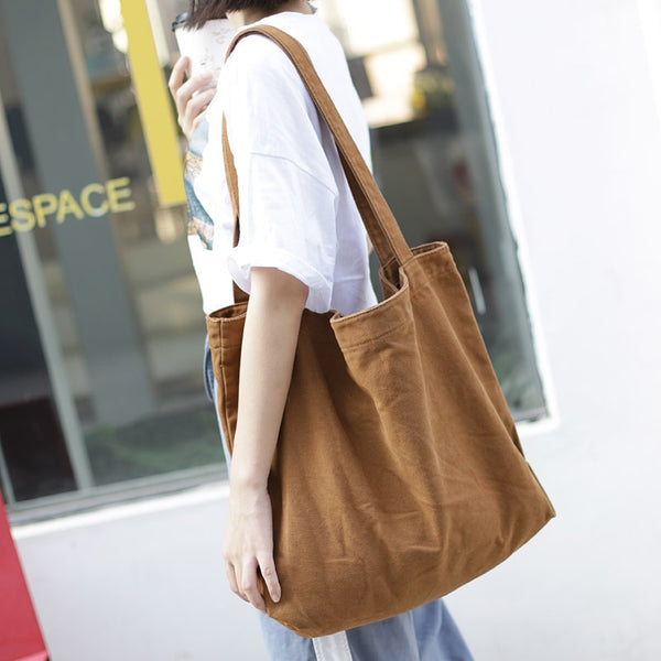 Large Size Canvas Handbag Simple Design Cotton Fabric