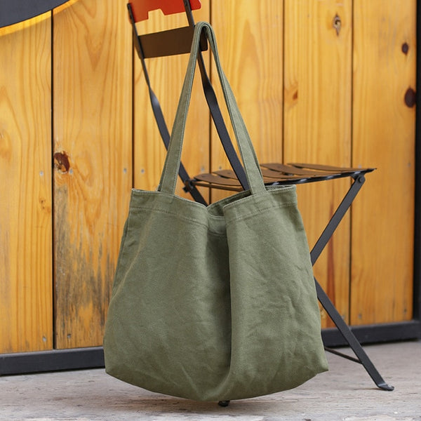 Large Size Canvas Handbag Simple Design Cotton Fabric
